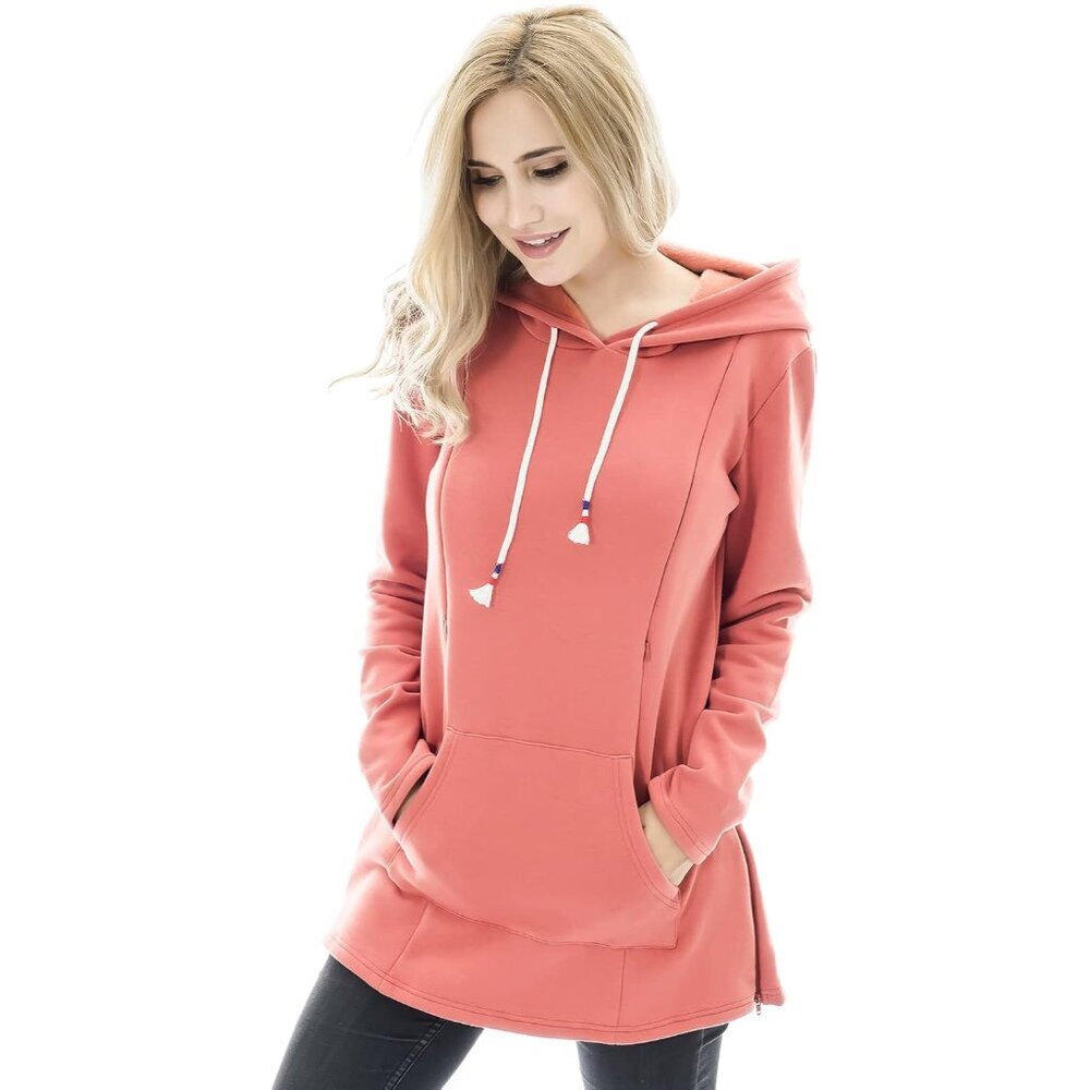 Women's Maternity Sweater Nursing Hoodie Pockets Breastfeeding Casual